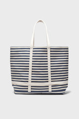 Navy Striped Sunhat Size Traveler Tote
