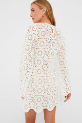 White Lakshmi Embroidery Longsleeve Tunic Dress