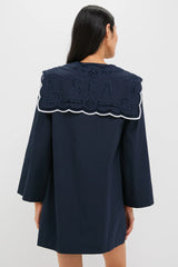 Navy Marie Embroidery Dress