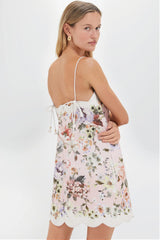 Pink Floral Acacia Scallop Mini Dress