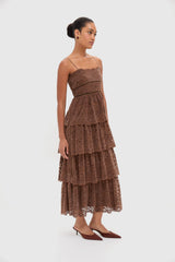 Sepia Lace Leina Midi Dress