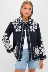 Navy Liliana Applique Jacket
