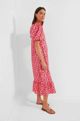 Pink and Red Floral Mimi Midi Dress