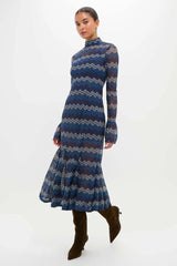 Navy Tonal Lorraine Knit Maxi Dress
