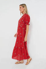 Red Lotus Flower Flaming Katy Dress