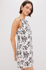 Black & White Floral Bow Strap Dalton Dress