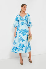 Moire Roses Blue Gabby Dress
