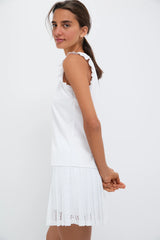 White Performance Jersey Ruffle Lea Tank