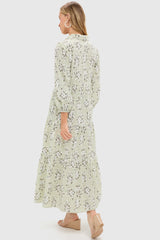 Green Ditsy Floral Cotton Mabel Maxi Dress