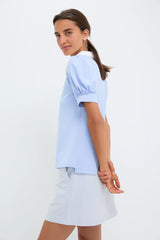 Light Blue Puff Sleeve Performance Jersey Caroline Polo