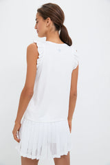 White Performance Jersey Ruffle Lea Tank