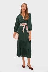 Dark Green Hammered Satin Lyles Dress