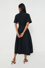 Midnight Deanna Short Sleeve Belted Midi Dress