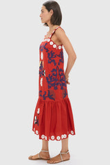 Red Catrine Applique Tank Dress