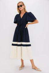 Navy and Cream Cotton Mitchell Dress