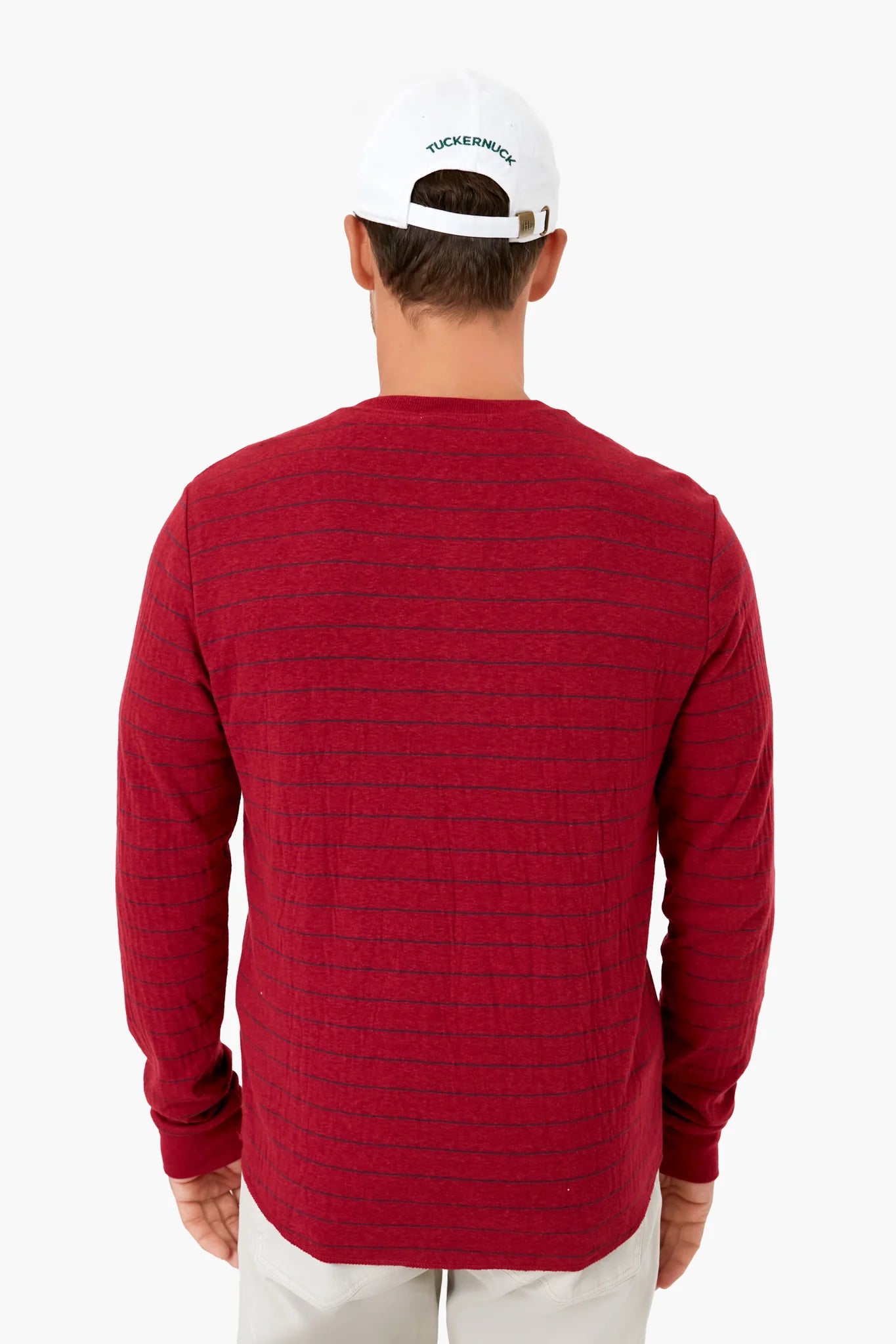 Rhubarb Navy Stripe Double Knit Henley