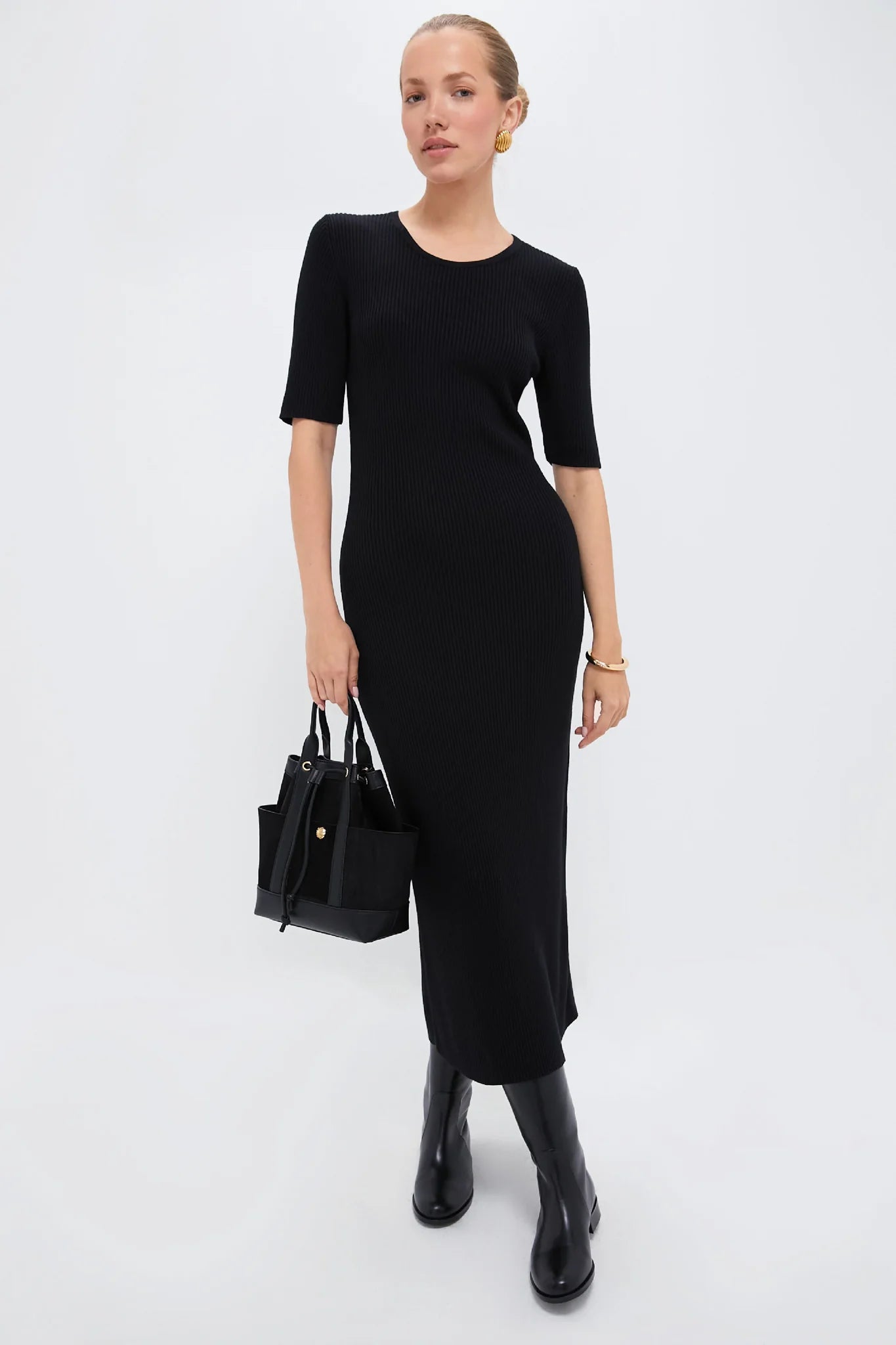 Black Tencel and Cashmere Geneva Dress