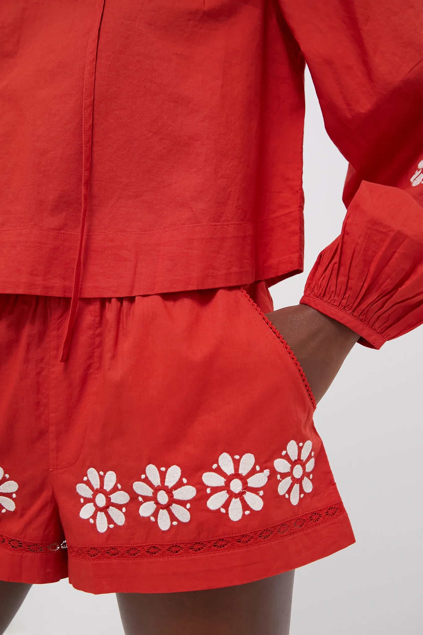 Clay and Ivory Embroidered Samaya Shorts