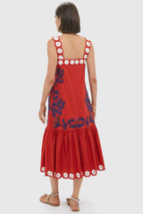 Red Catrine Applique Tank Dress