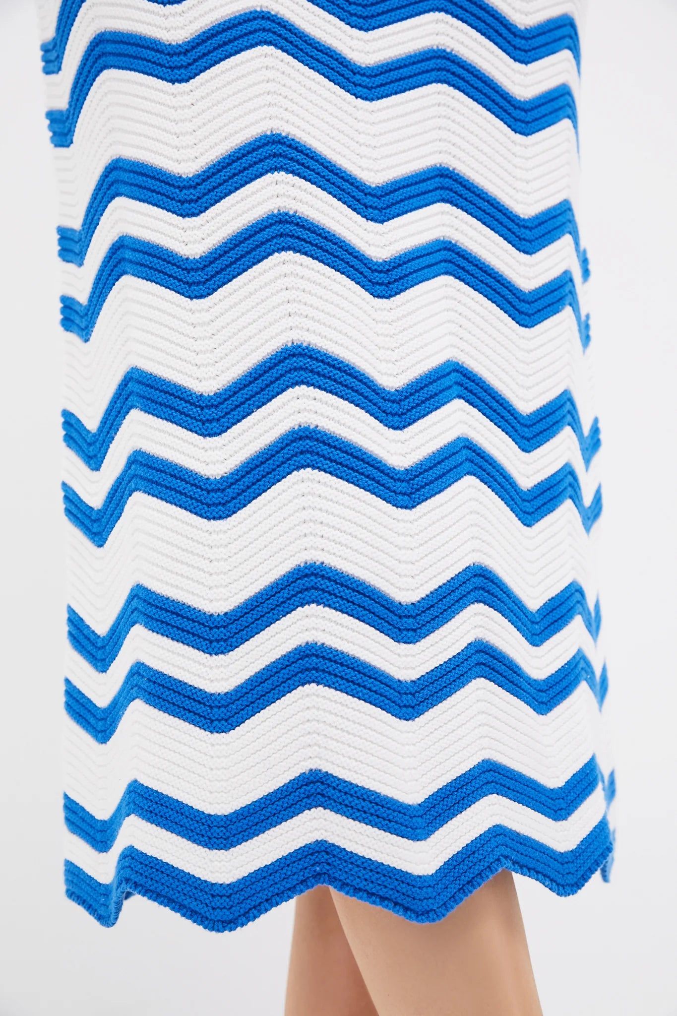 Blue & White Zig-Zag Stripe Mykonos Knit Maxi Dress