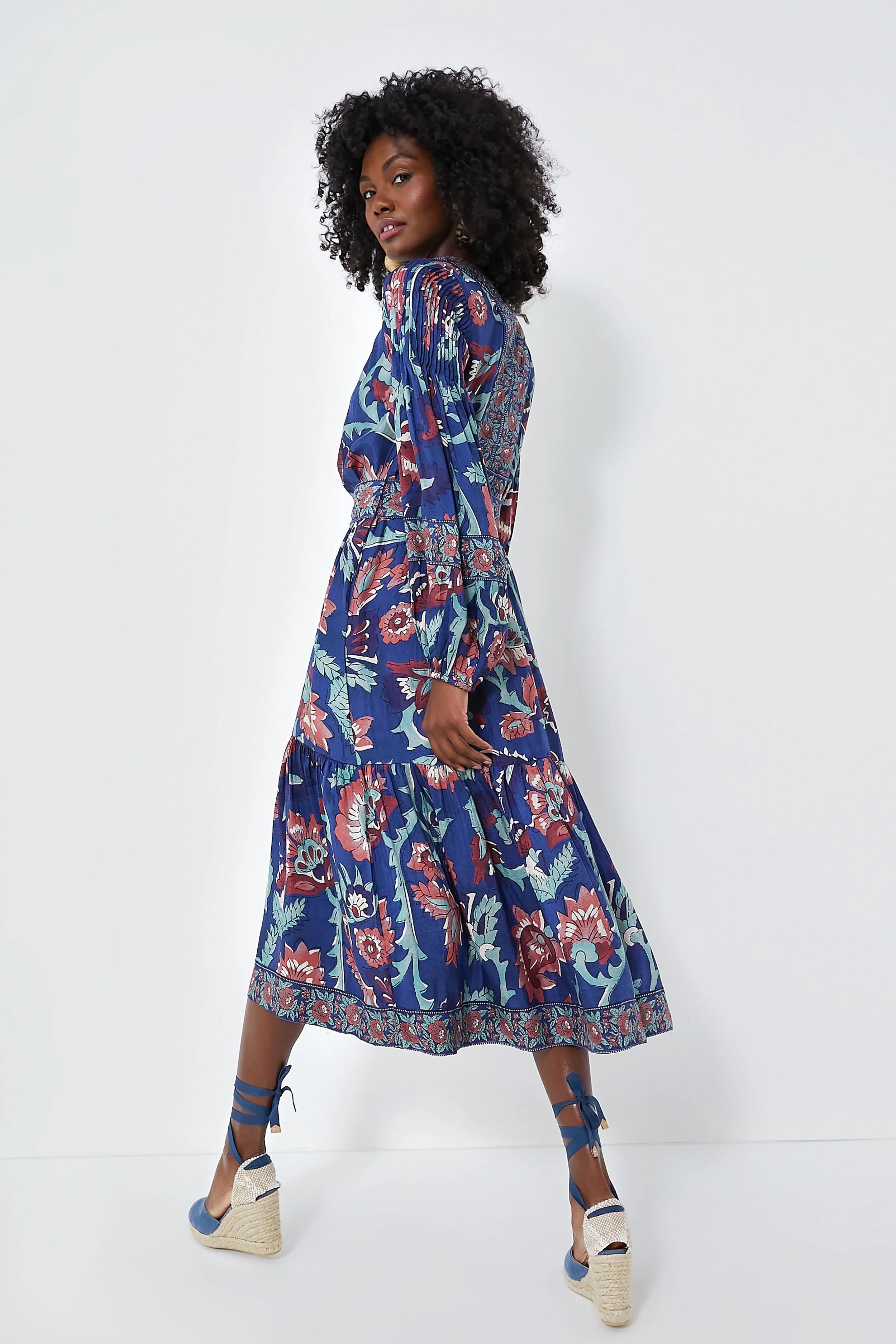 Rose Rory Print Long Sleeve Dress with Belt