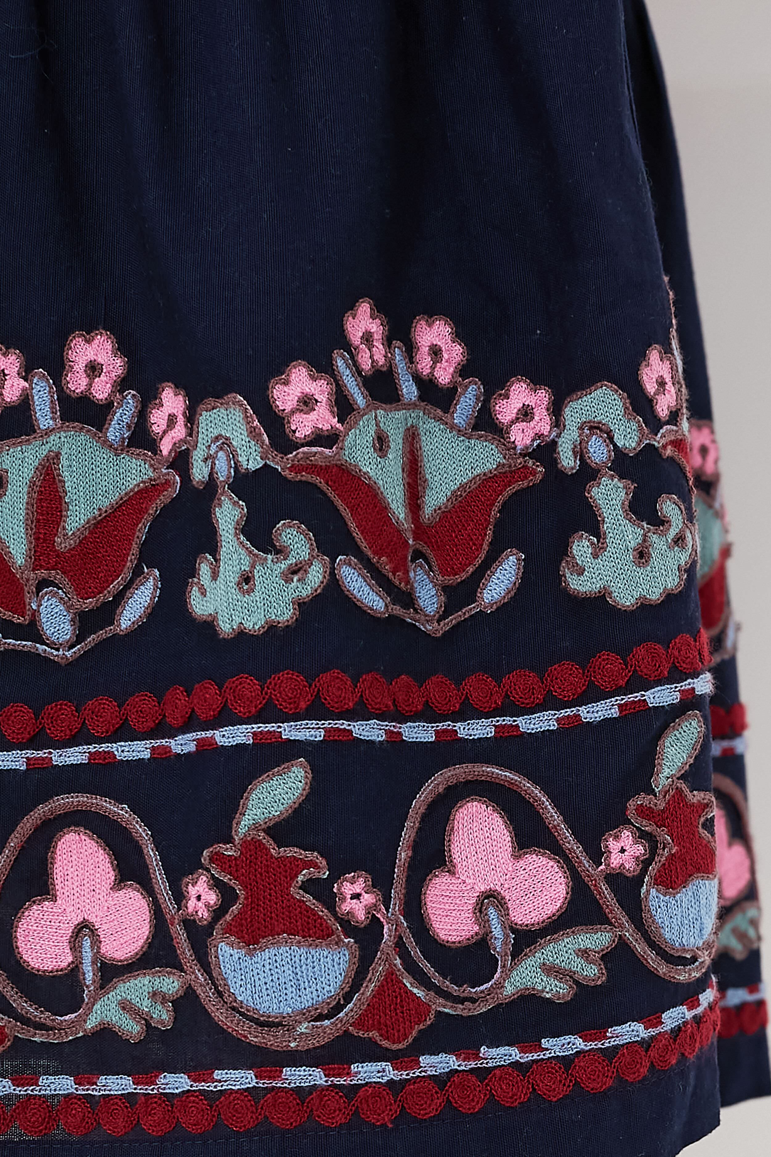 Navy Eclisse Embroidery Slip Dress