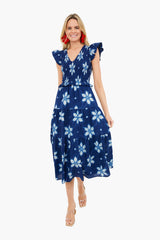 Isla Print Smocked Tiered Midi Dress
