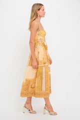 Mustard Bandana Lucky Corset Midi Dress