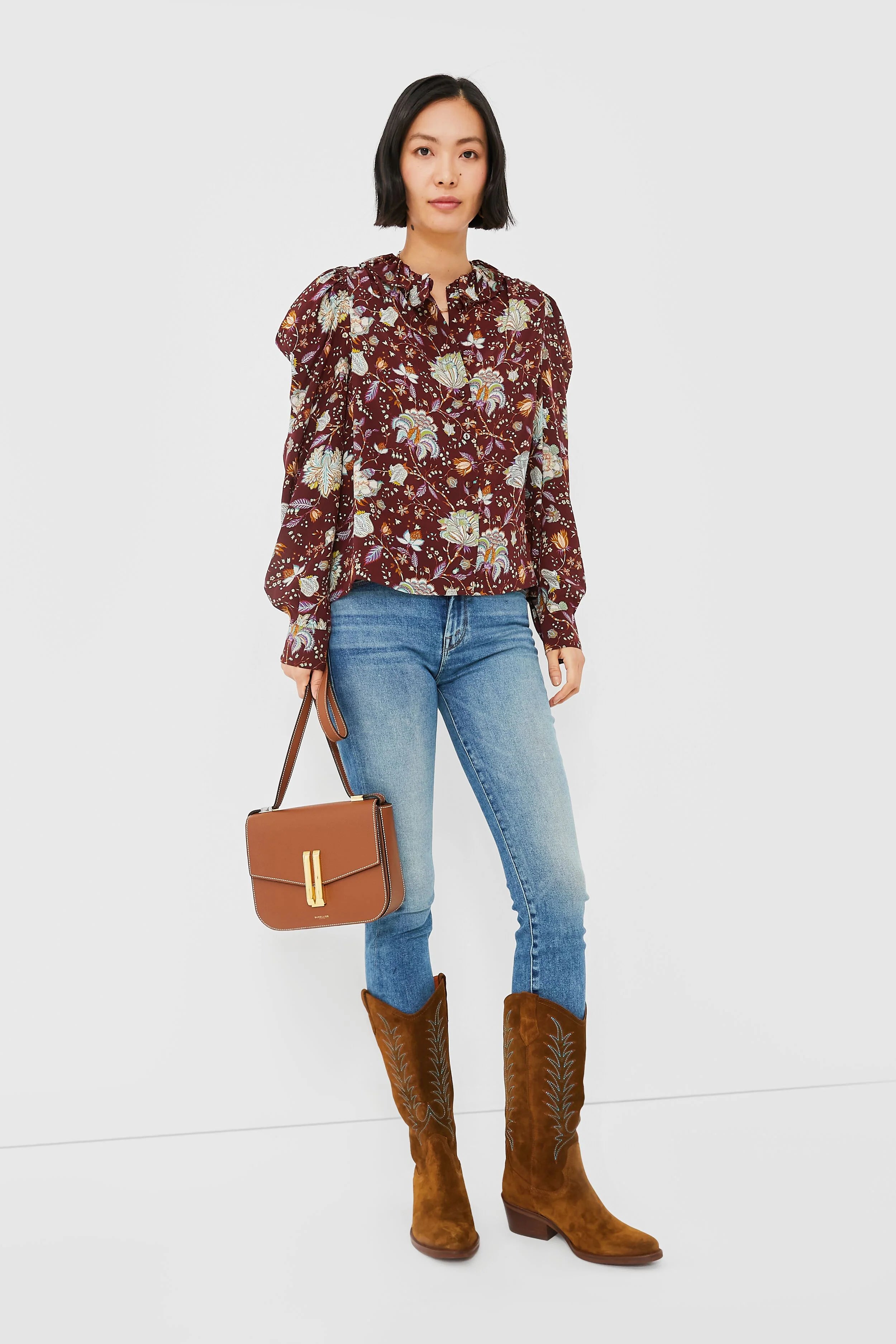 Peat Goldie Embroidered Suede Cowboy Boots