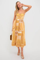 Mustard Bandana Lucky Corset Midi Dress