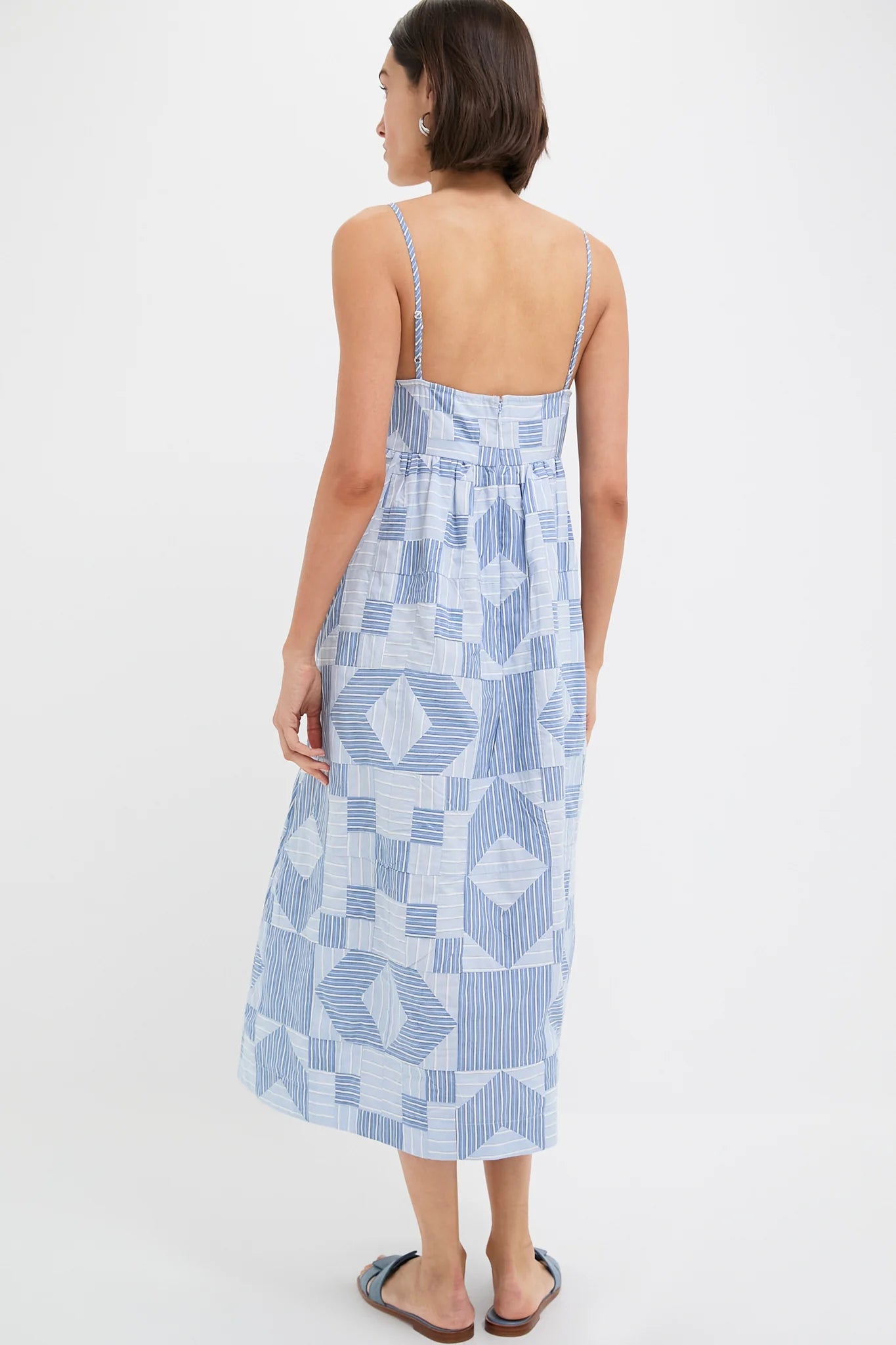 Blue Helmi Striped Shirting Midi Dress