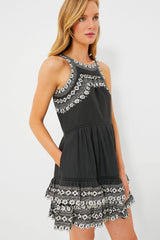 Black Amina Embroidery Tank Dress