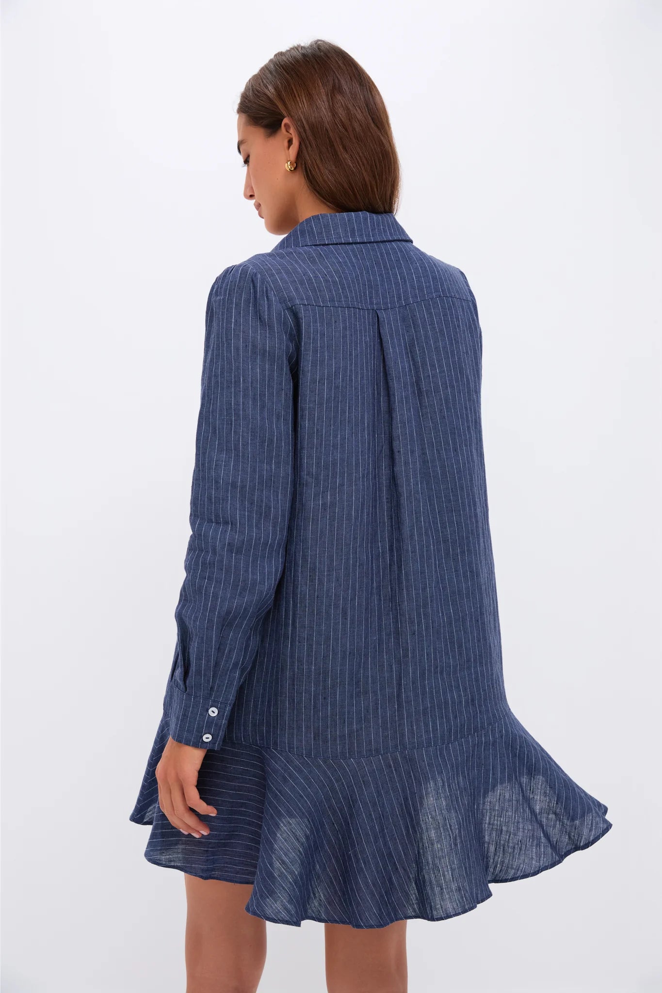 Dark Navy Stripe Linen Callahan Shirt Dress