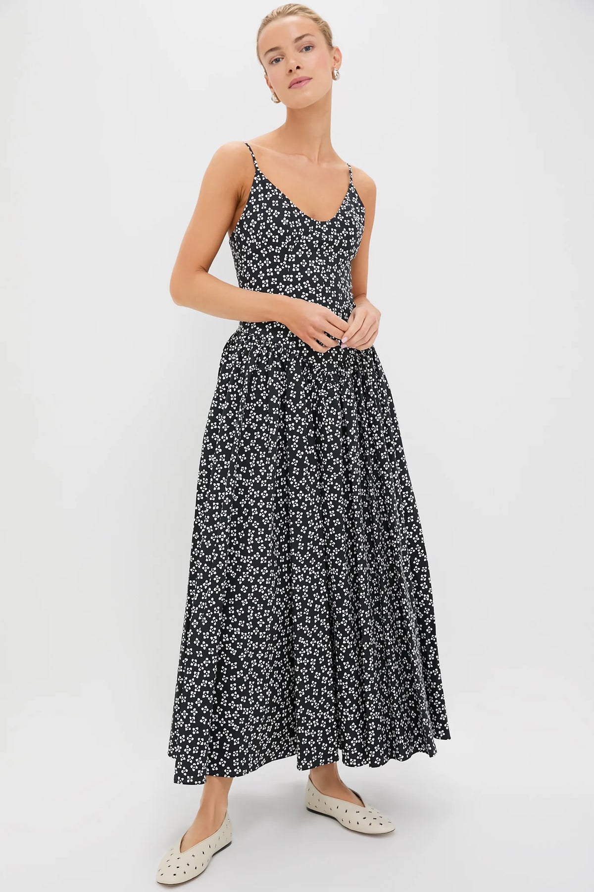 Black Woodblock Floral Dena Dress