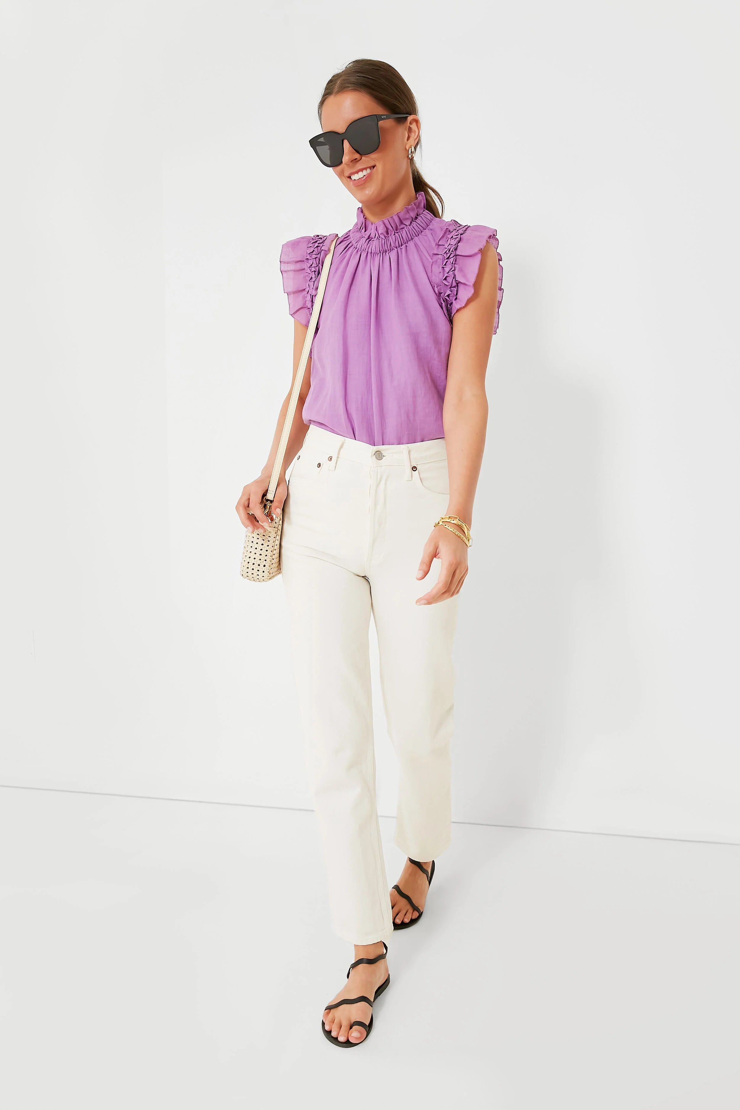 Lavender Micah Solid Ramie Tank Top