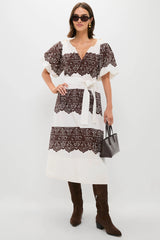 Cream with Western Lace Print Fairground Dress