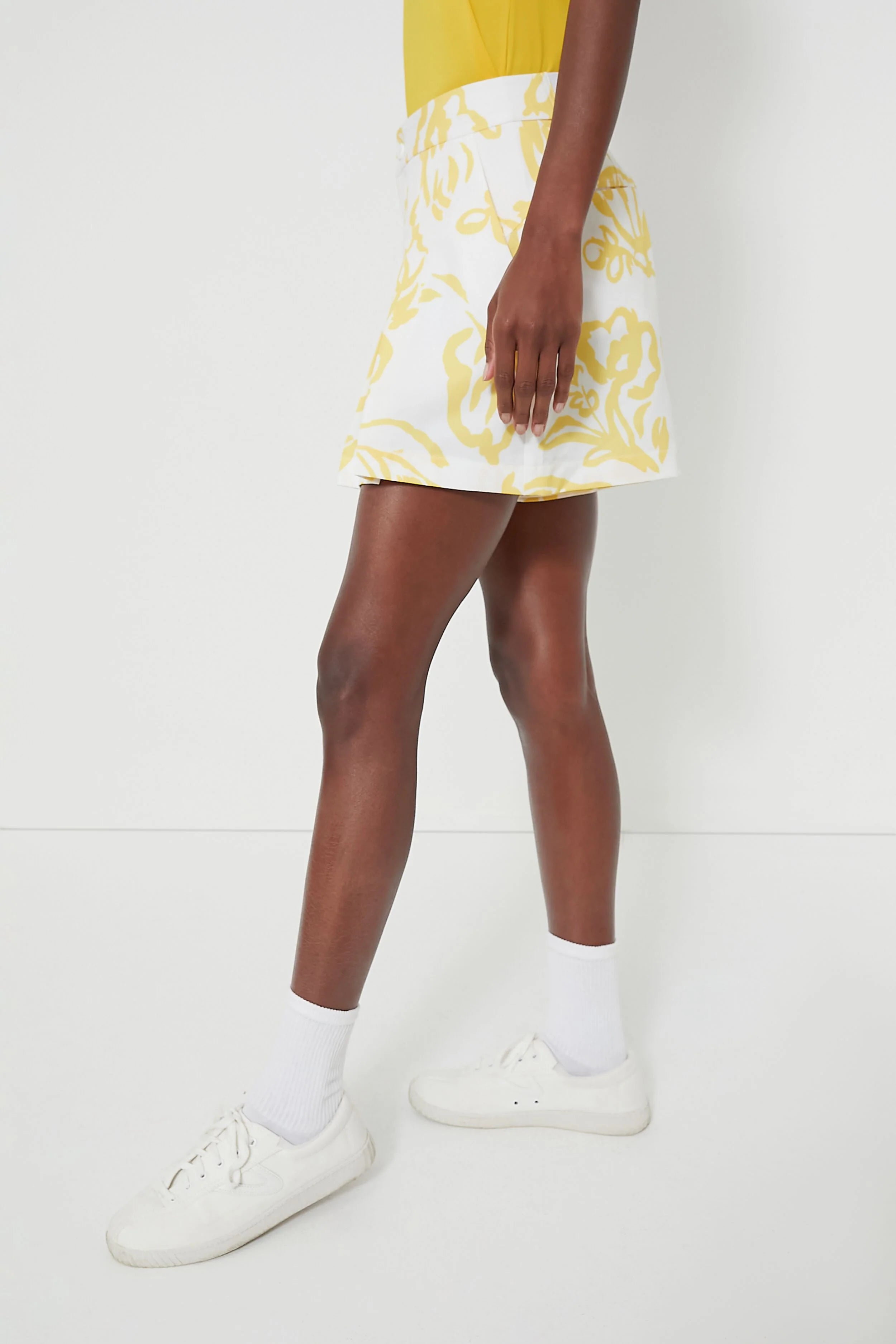 Poly Stretch Wide Leg Pleated Short