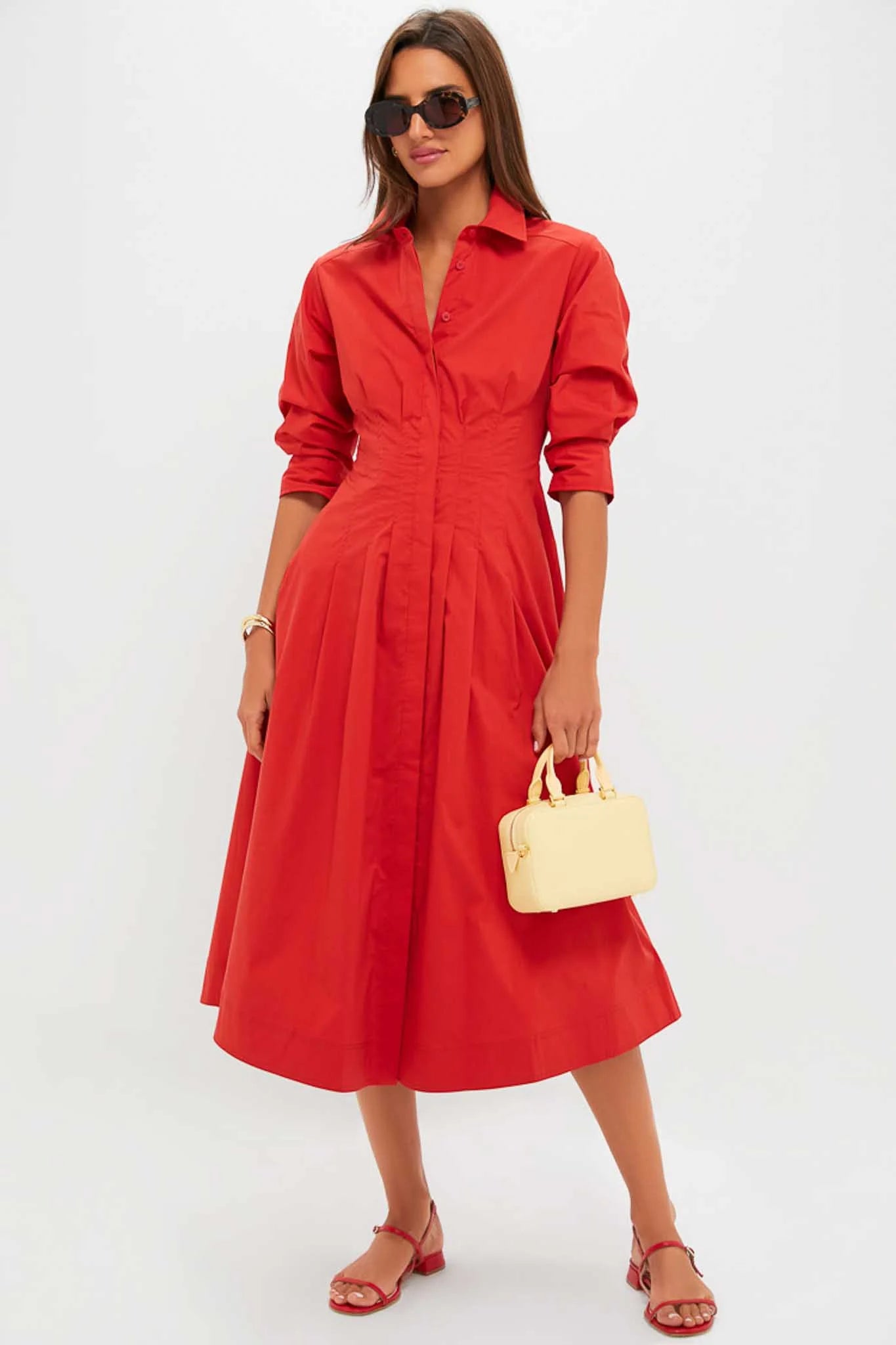 Crimson Jazz Pintuck Midi Dress