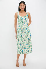 Cerulean Vine Cotton Poplin Sophie Dress