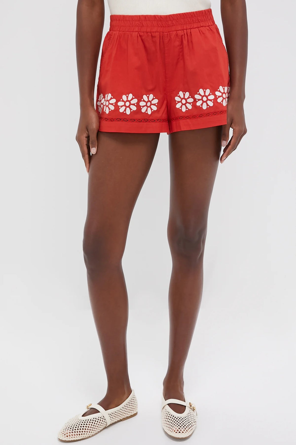 Clay and Ivory Embroidered Samaya Shorts