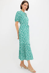 Green Micro Floral Frannie Maxi Dress