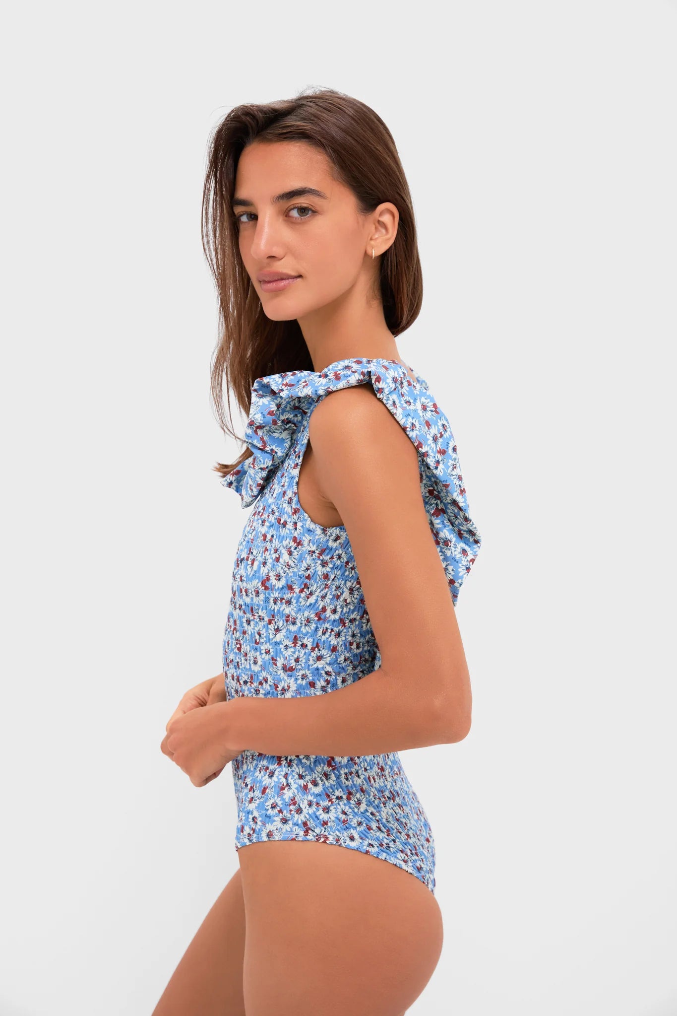 Blue Whitney Print Flutter Sleeve One Piece