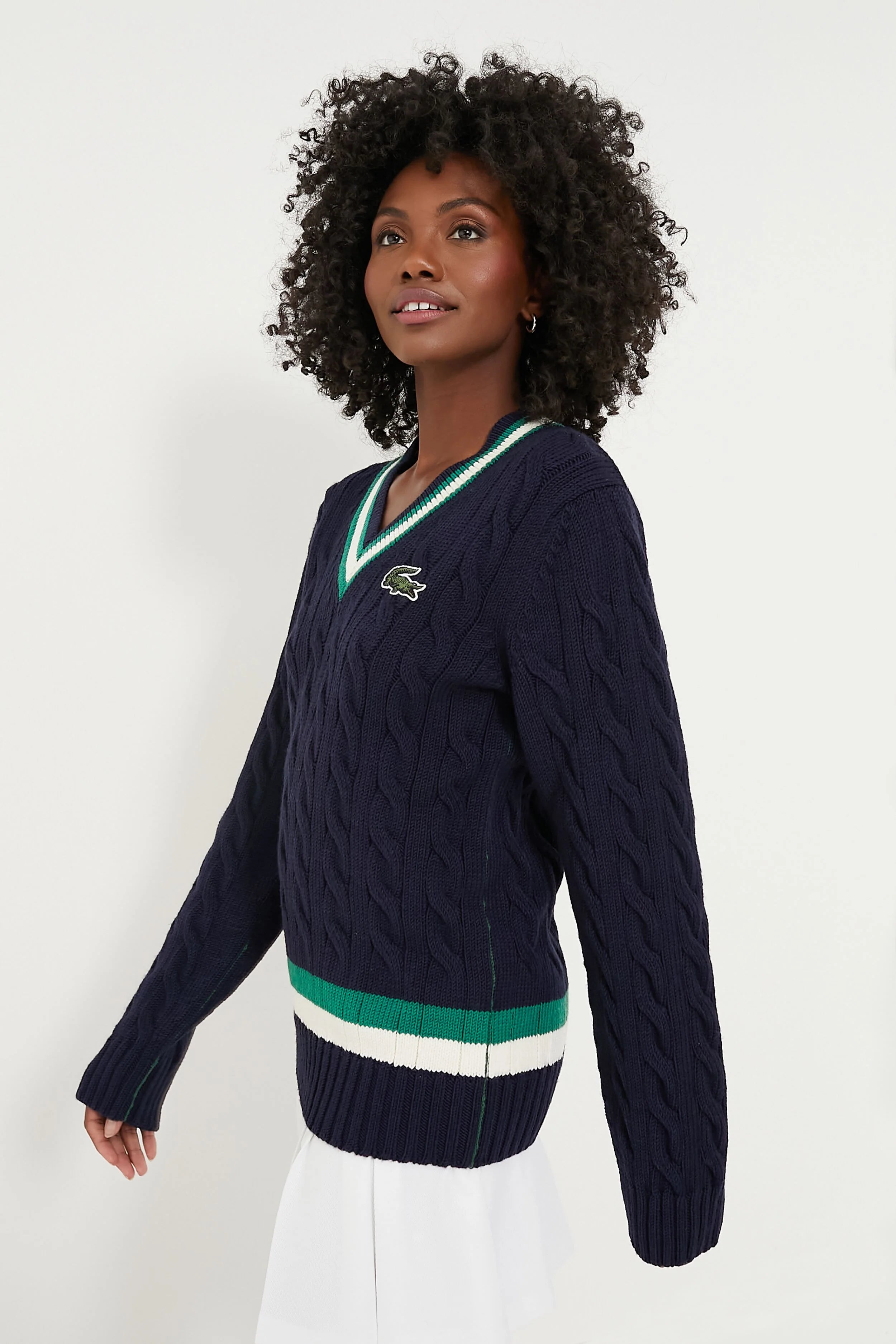 Marine Classic Cable Knit Tennis Sweater