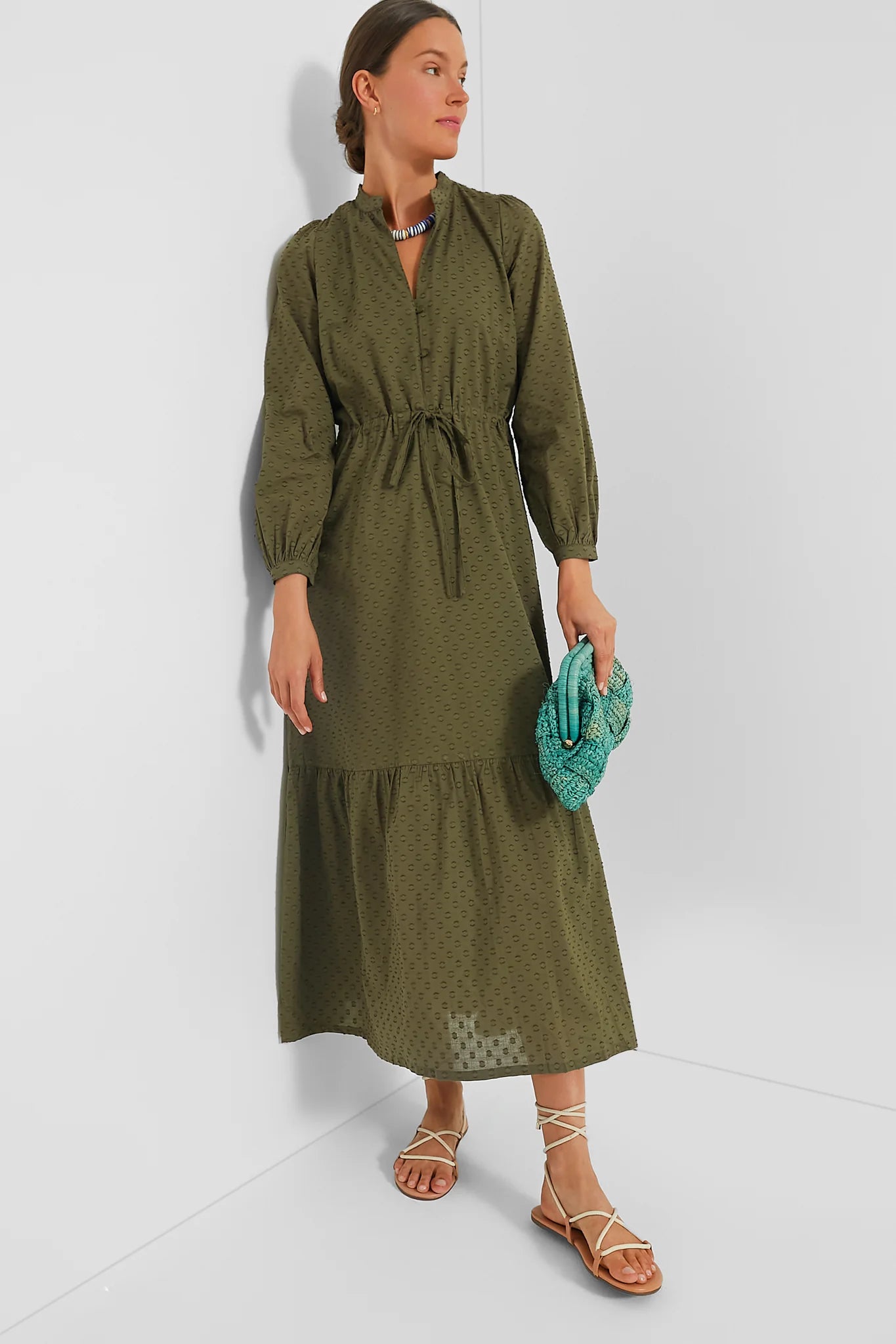 Moss Swiss Dot Organic Frances Dress 3