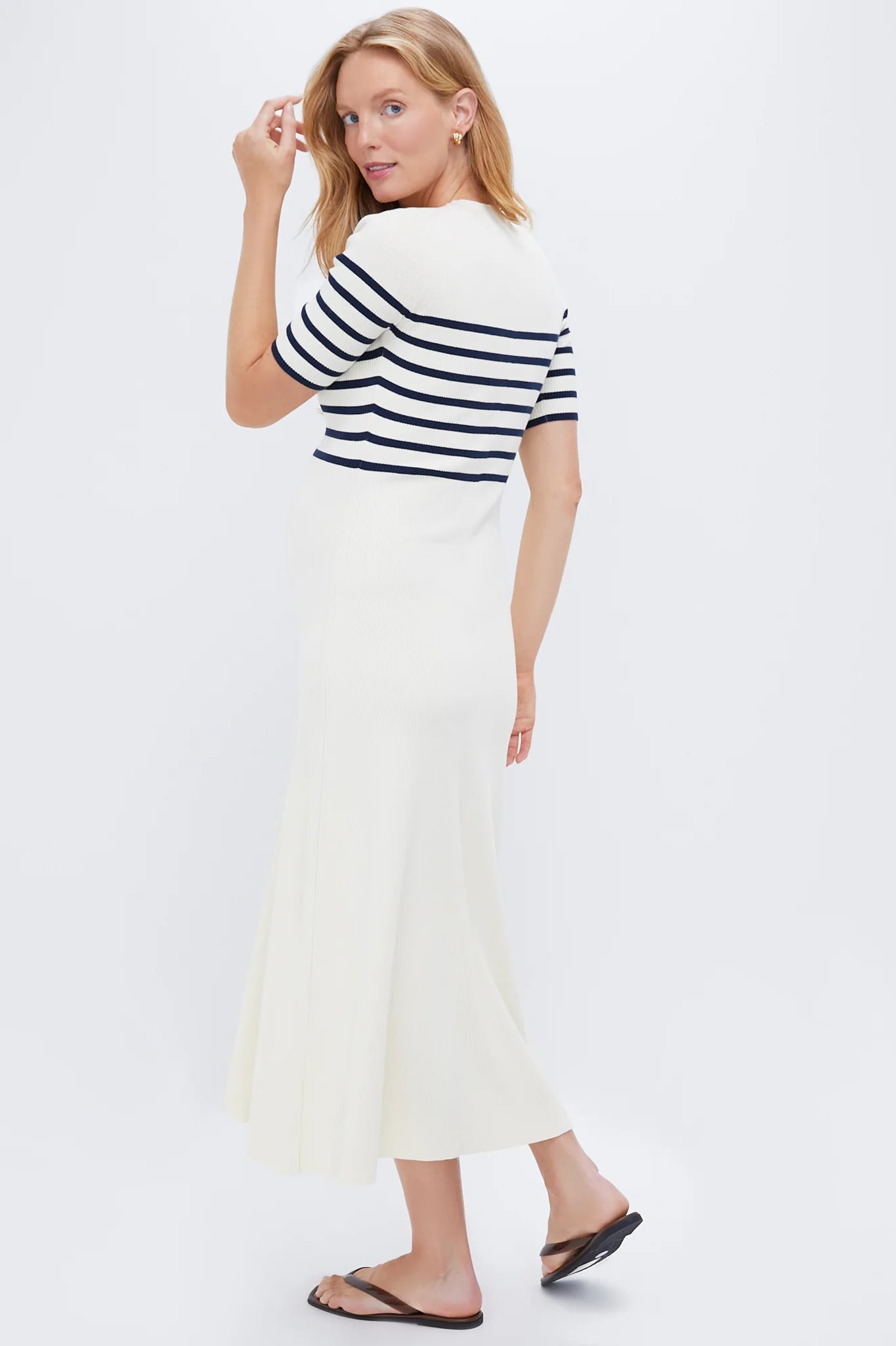 Ivory and Navy Stripe The Kaitlyn Dress