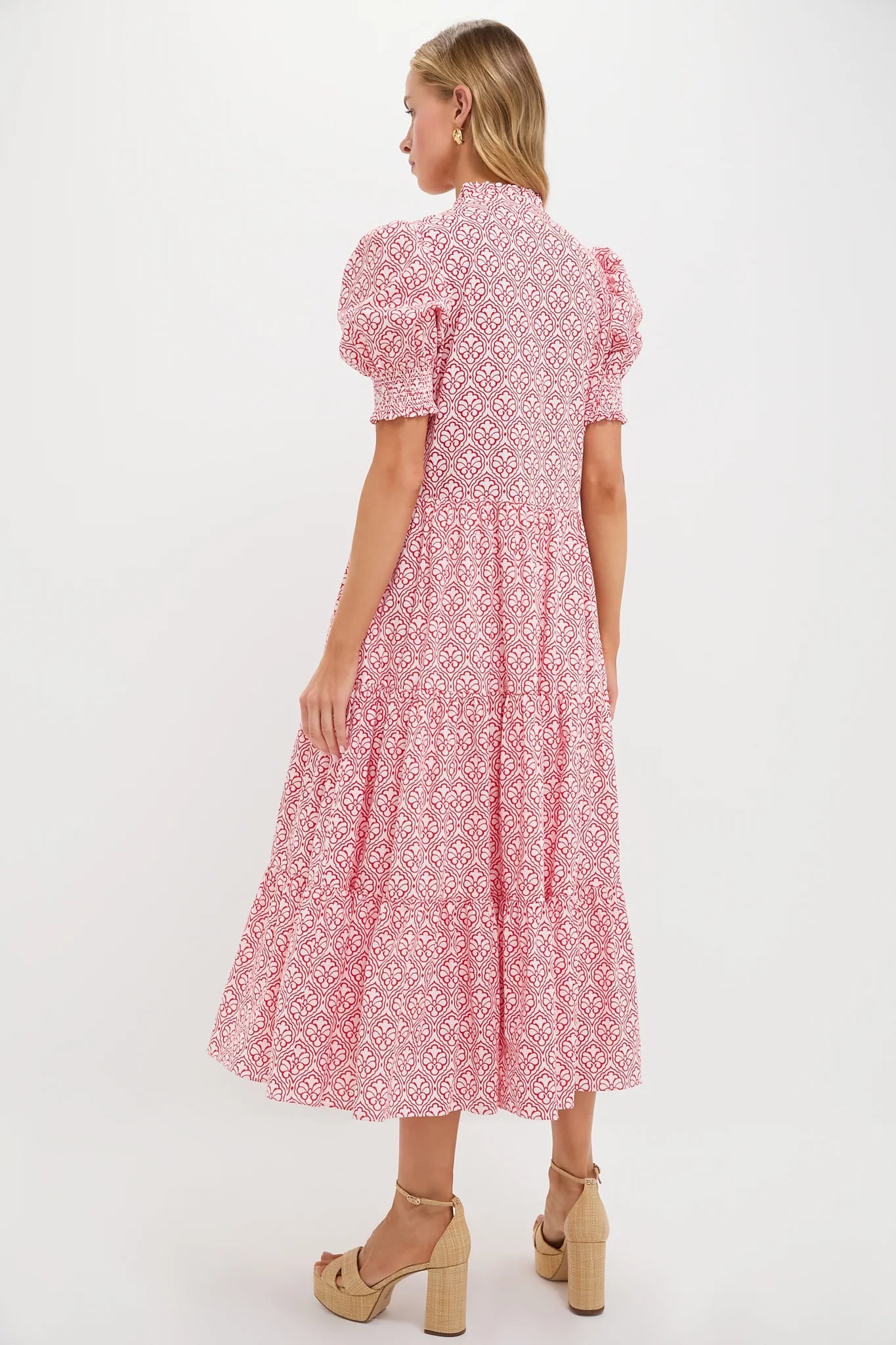 Red & White Quatrefoil Bennett Maxi Dress