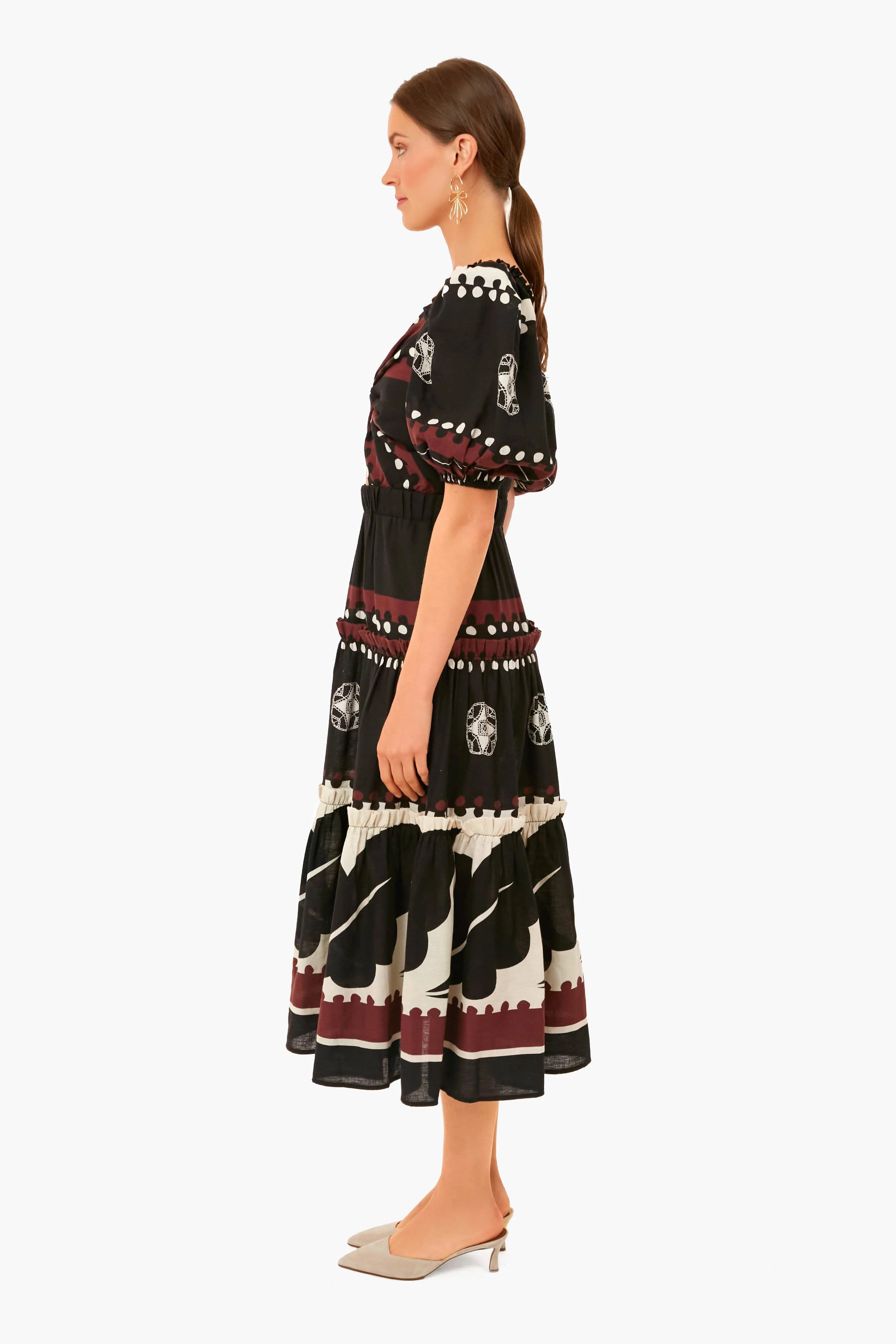 Black Liora Puff Sleeve Cut Out Dress