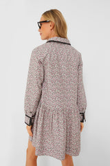 Frost Gray Printed Cotton Mini Shirt Dress