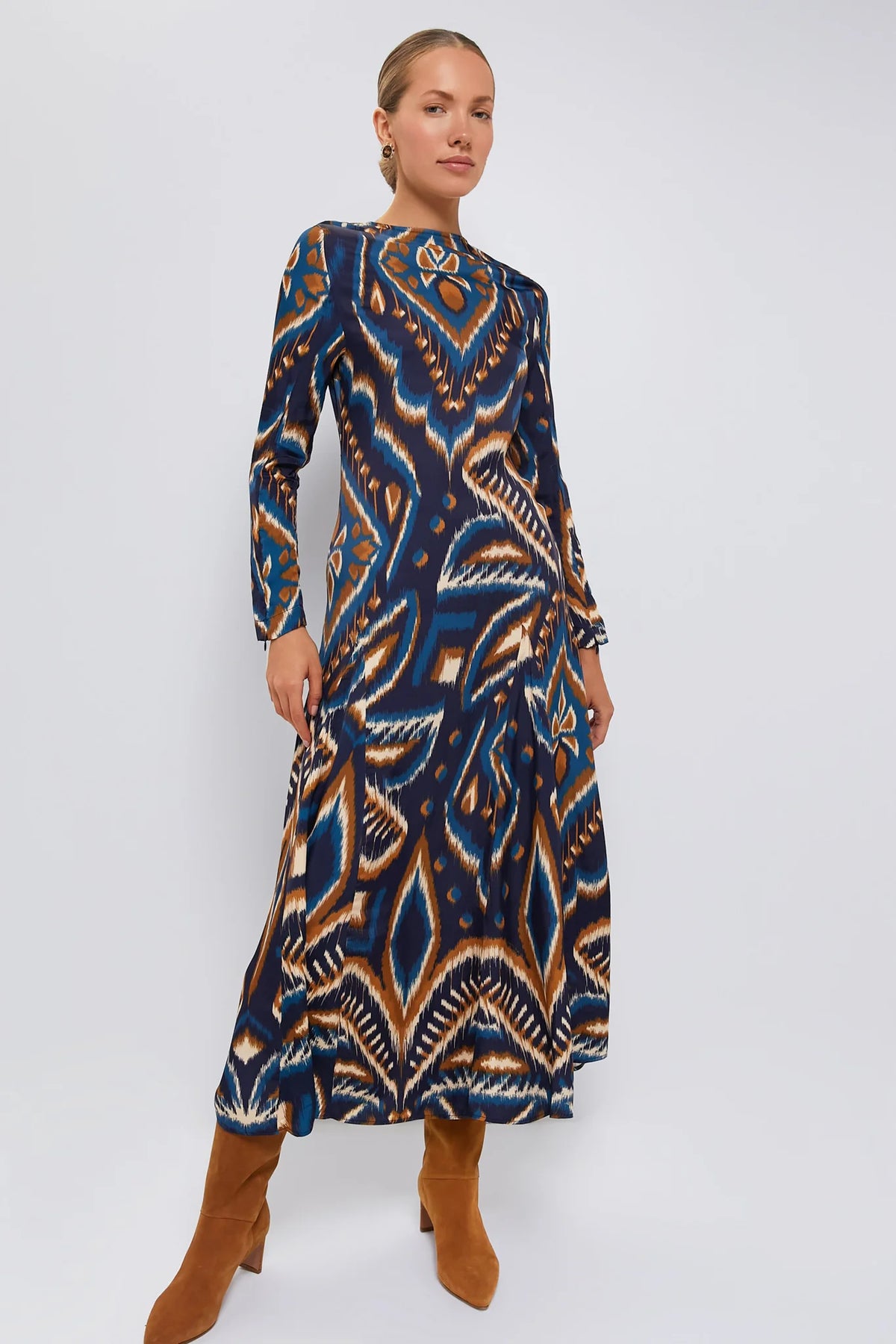 Pineapple Ikat Blue Maxi Dress