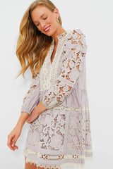 Lilac Joah Embroidery Longsleeve Tunic Dress